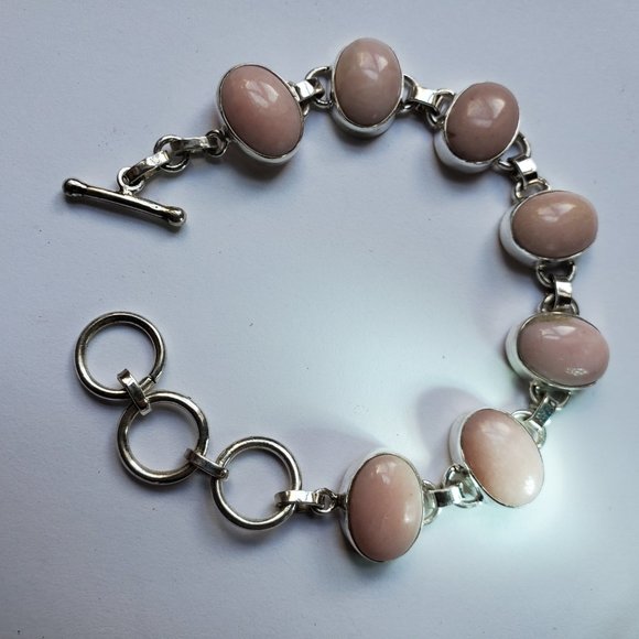 PINK  OPAL  STERLING  SILVER  BRACELET - Picture 8 of 10